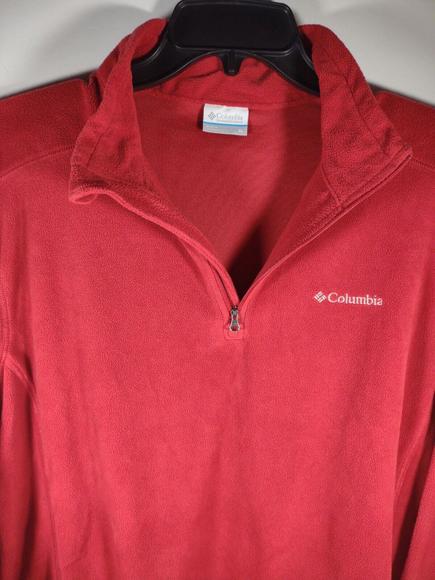 Columbia Fleece Jacket Mens Size XL Long Sleeve 1/4 Zip Lightweight Red EUC - Picture 3 of 5